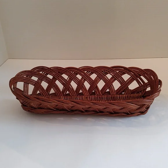 Wicker bread baguette basket French serving vtg willow - Picture 2 of 12